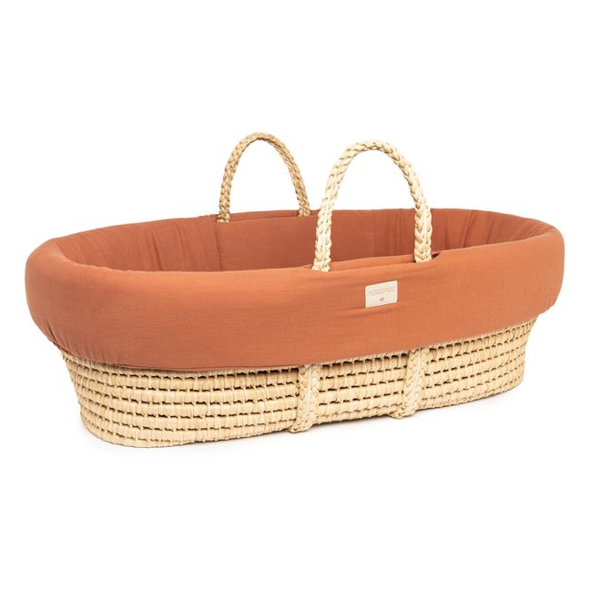 Organic Cotton Padded Sheet for Moses Basket Terracotta