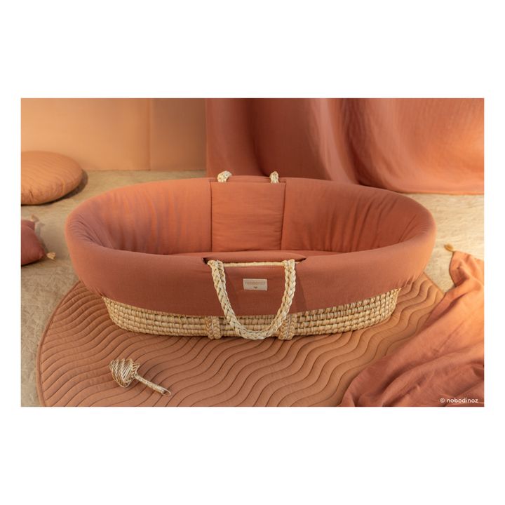 Organic Cotton Padded Sheet for Moses Basket | Terracotta- Product image n°3