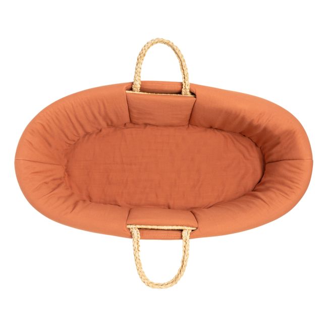 Organic Cotton Padded Sheet for Moses Basket Terracotta