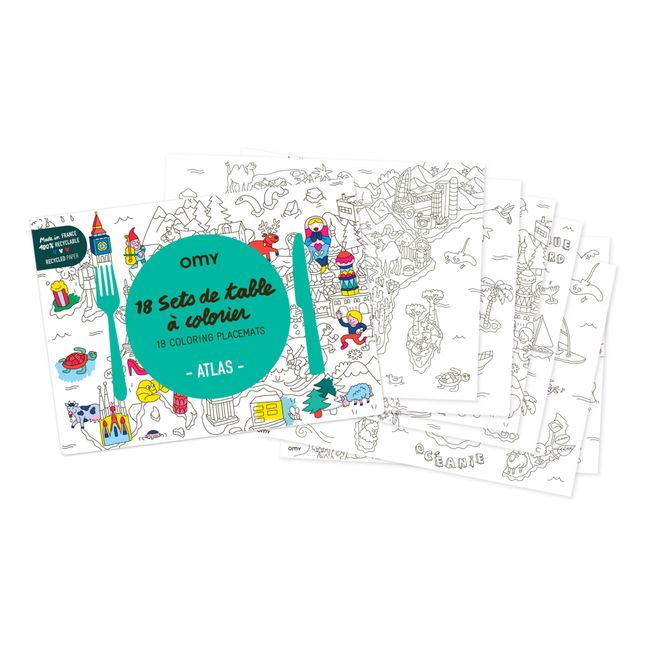 Atlas Colouring-in Place Mats - Set of 18