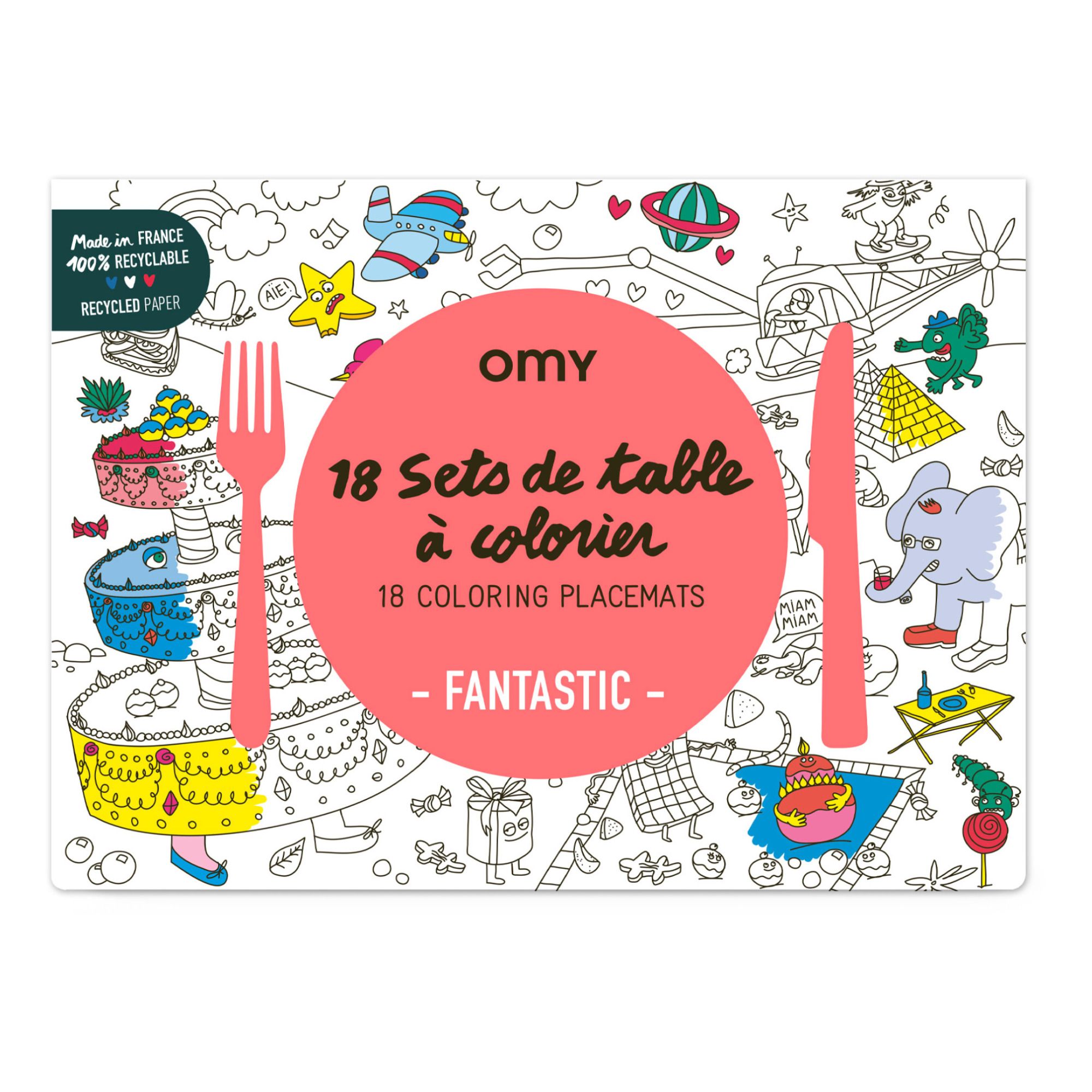 Omy - Set de table à colorier Fantastic - Set de 18 - Multicolore