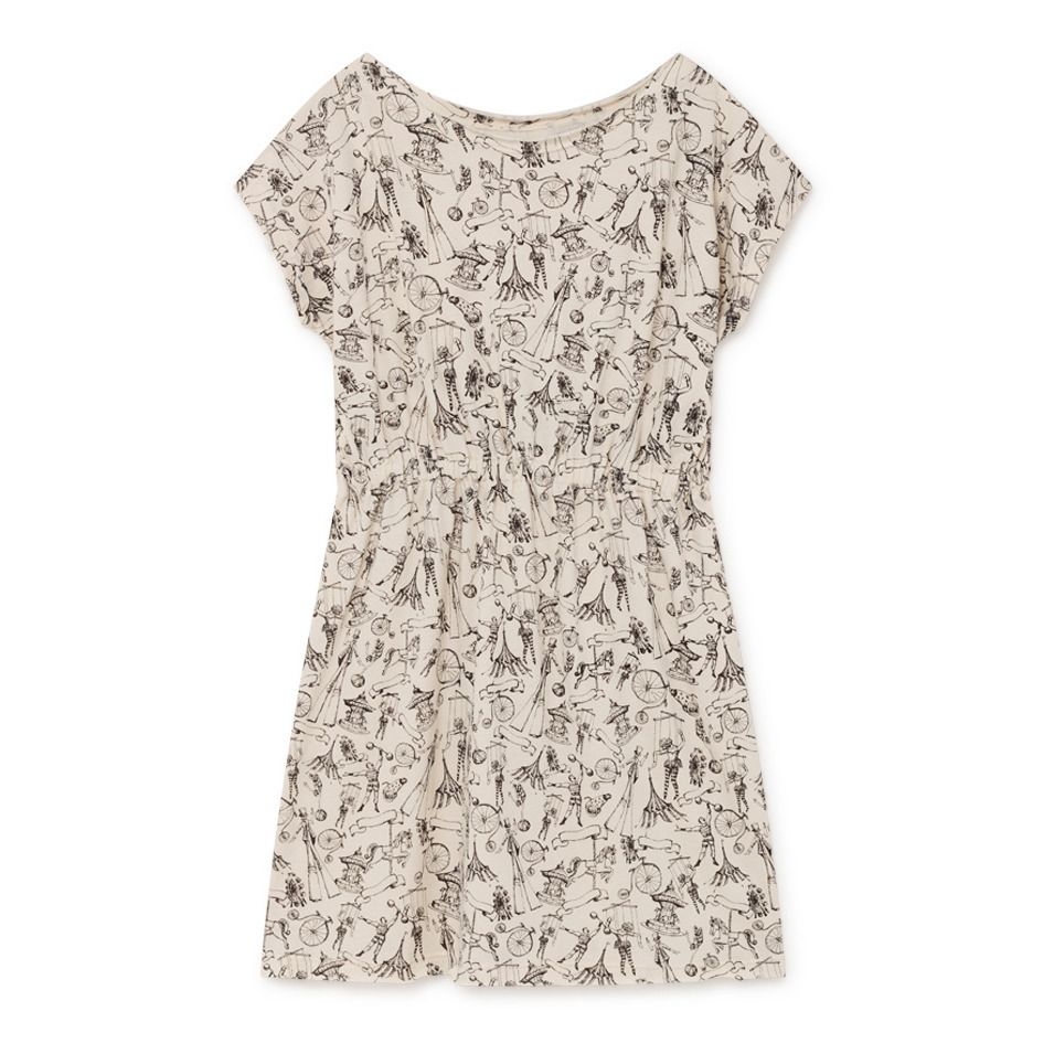 Little Creative Factory - Robe Jersey Coton Bio Tatoo - Fille - Ecru