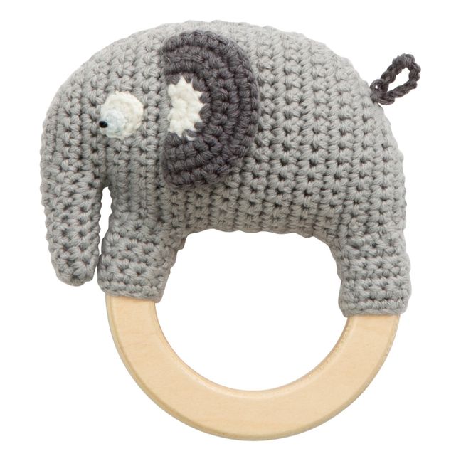 Sonajero de ganchillo Elefante Fanto de algodón orgánico | Gris