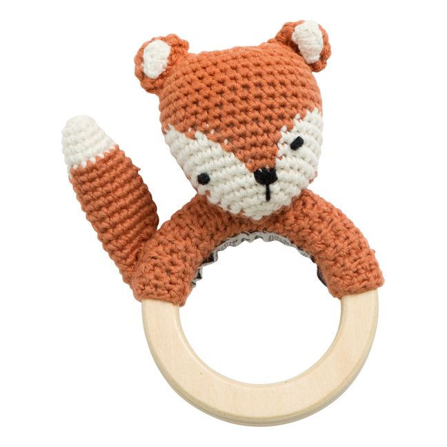 Sparky Fox Organic Cotton Crochet Rattle  | Rust