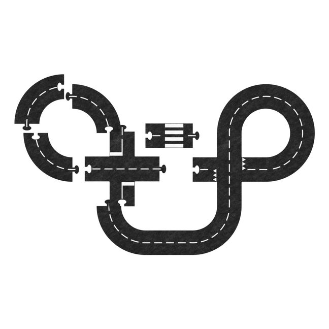 Circuito automobilistico in feltro | Nero