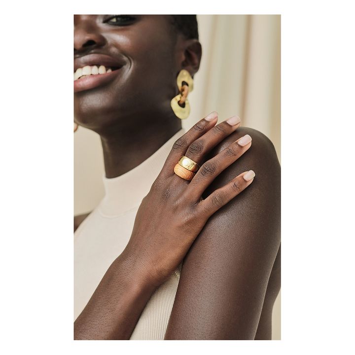 Gold and Wood Rings - Set of 2 | Bois clair- Product image n°1