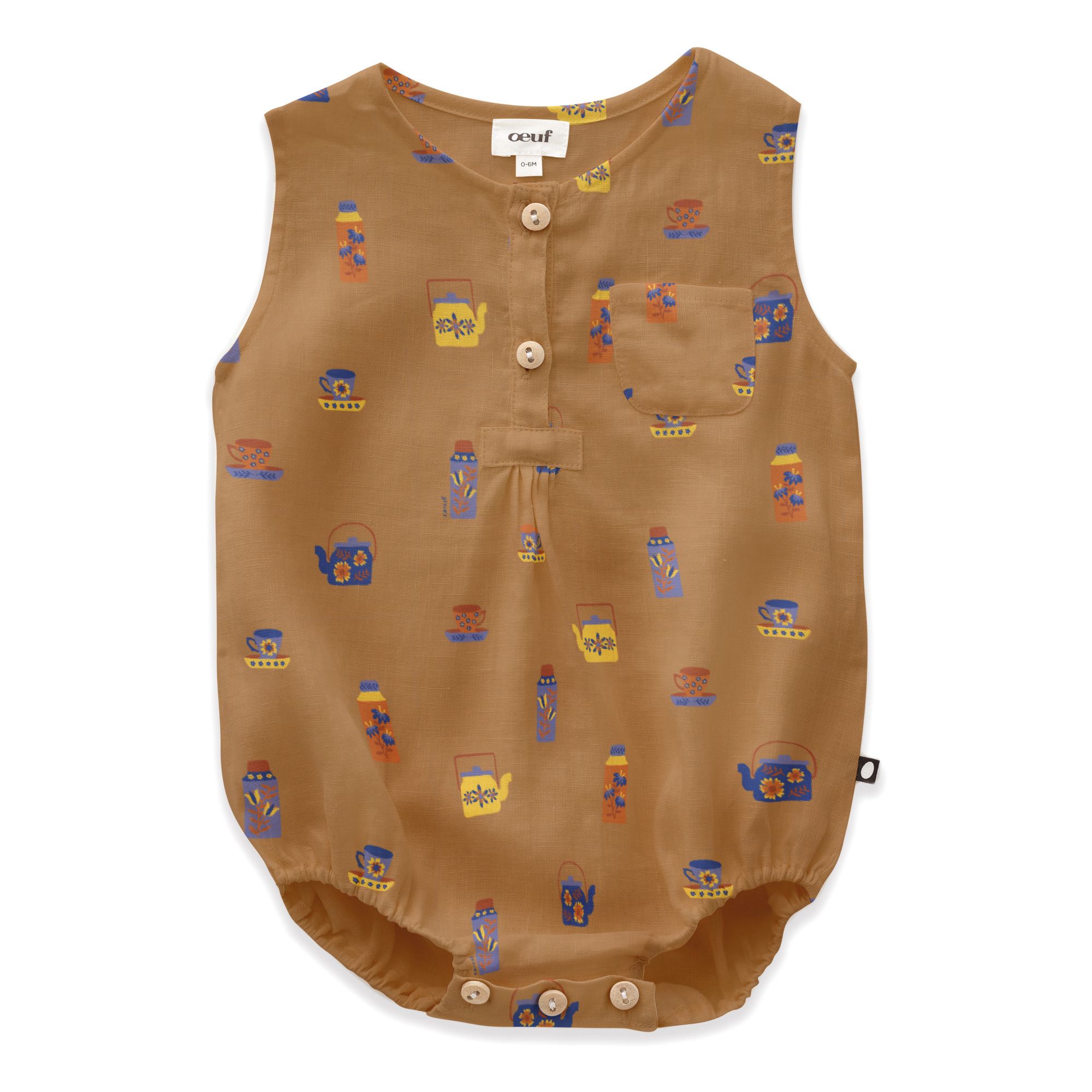 Oeuf NYC - Barboteuse Poche Thé Lin - Fille - Marron