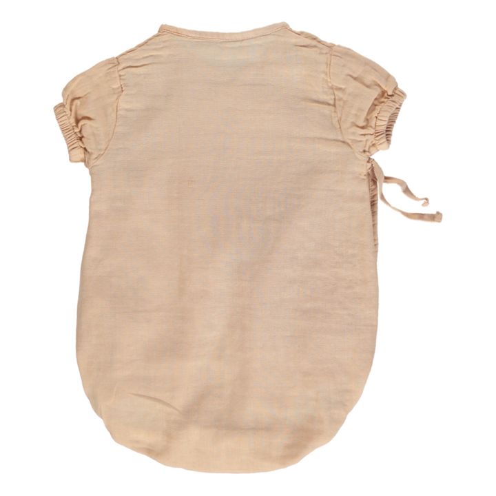 Double Organic Cotton Muslin Crossed Playsuit  | Pink- Product image n°1