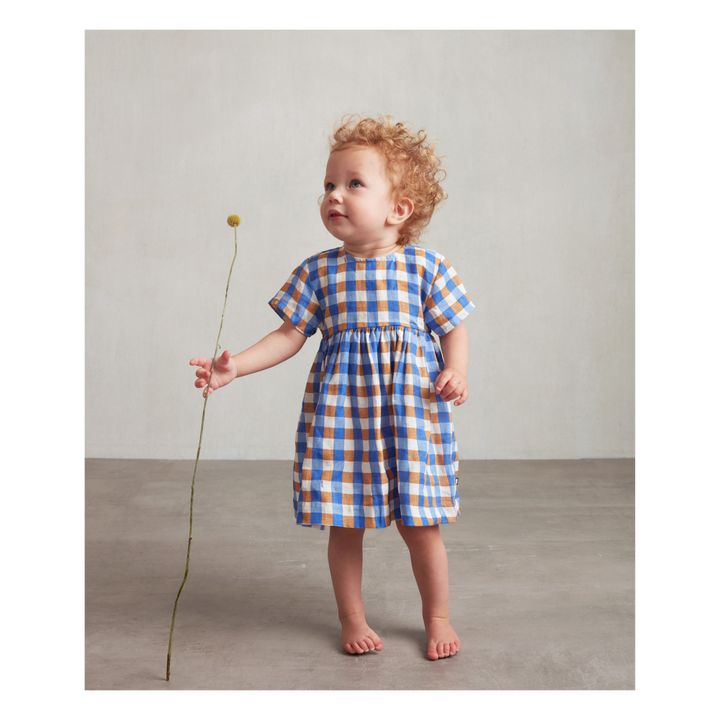 Checked Linen Dress Blue Oeuf NYC Fashion Baby, Children