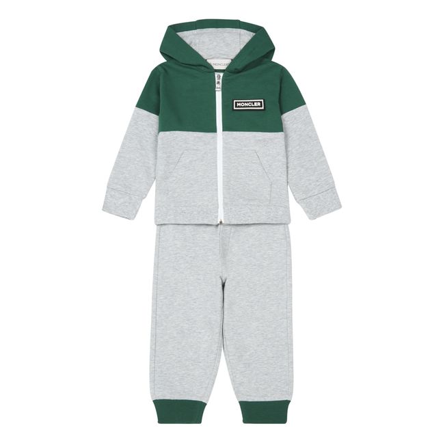 Zweifarbiges Ensemble Hose und Kapuzenjacke | Grau