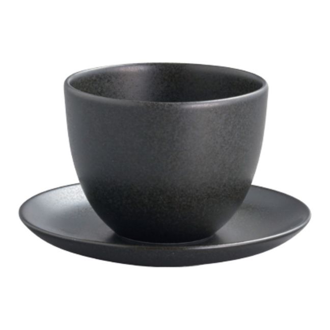 Tazza e piattino, modello: Pebble, in porcellana | Nero