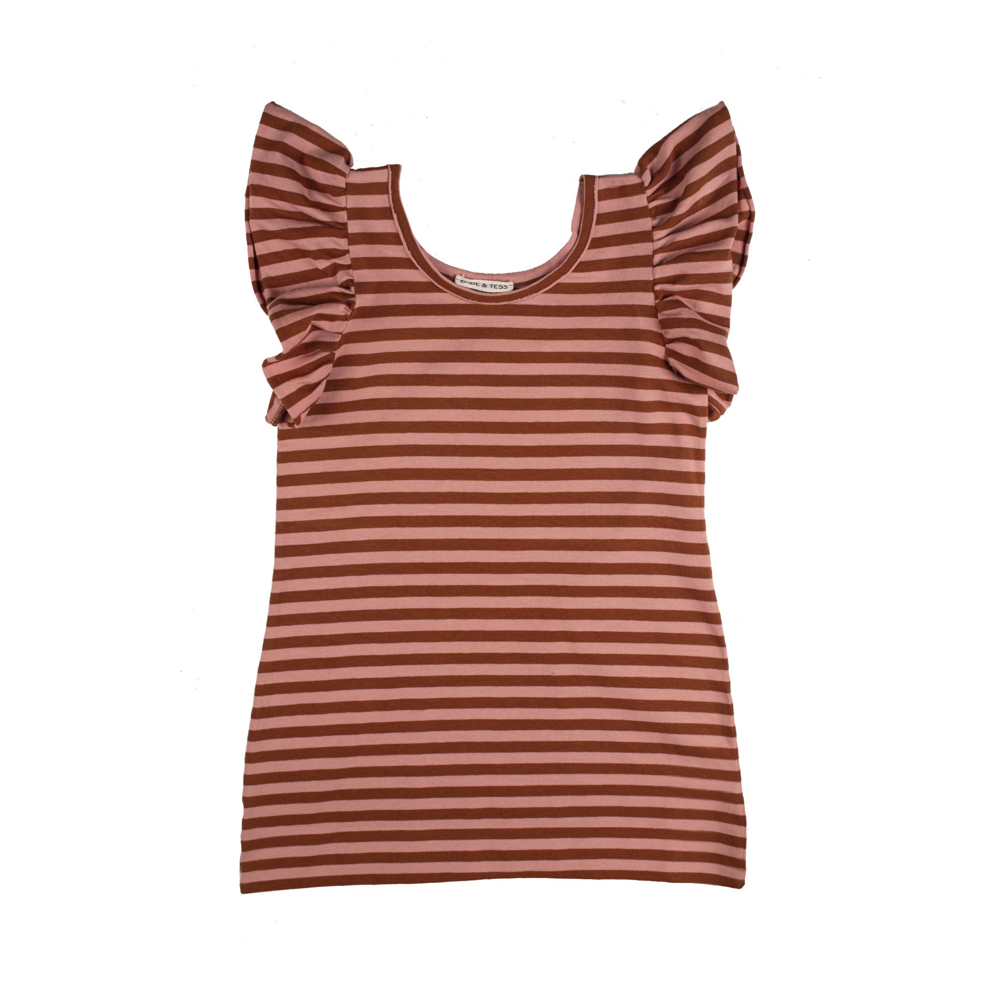 Babe & Tess - Robe Jersey Rayée Ruffle - Fille - Rose