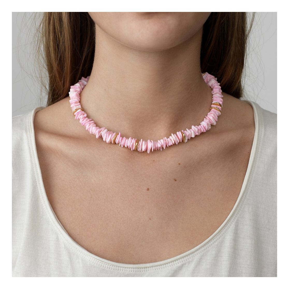 Pink Puka Necklace  Pink- Product image n°1