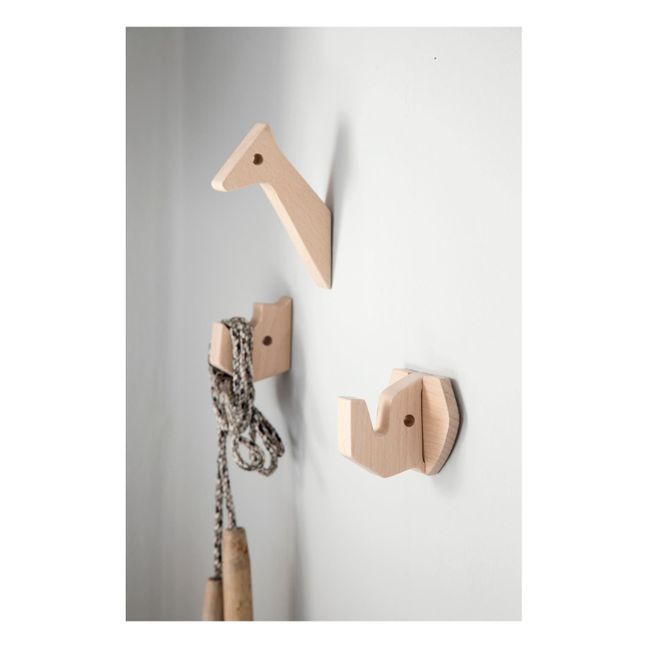 Kleiderhaken aus Holz Nashorn & Co. - 3er-Set