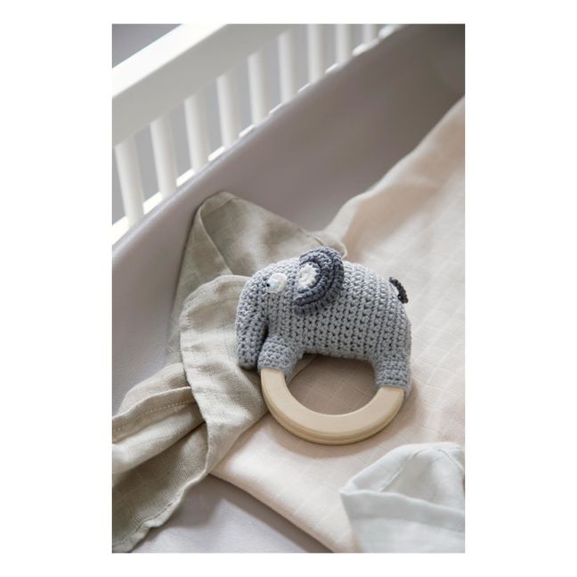 Fanto Elephant Organic Cotton Crochet Rattle  Grey