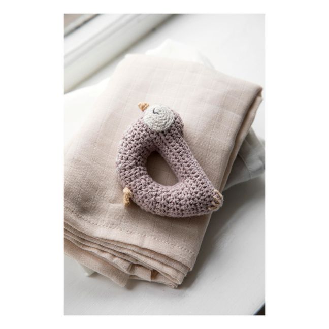 Bliss Bird Organic Cotton Crochet Rattle  | Powder pink