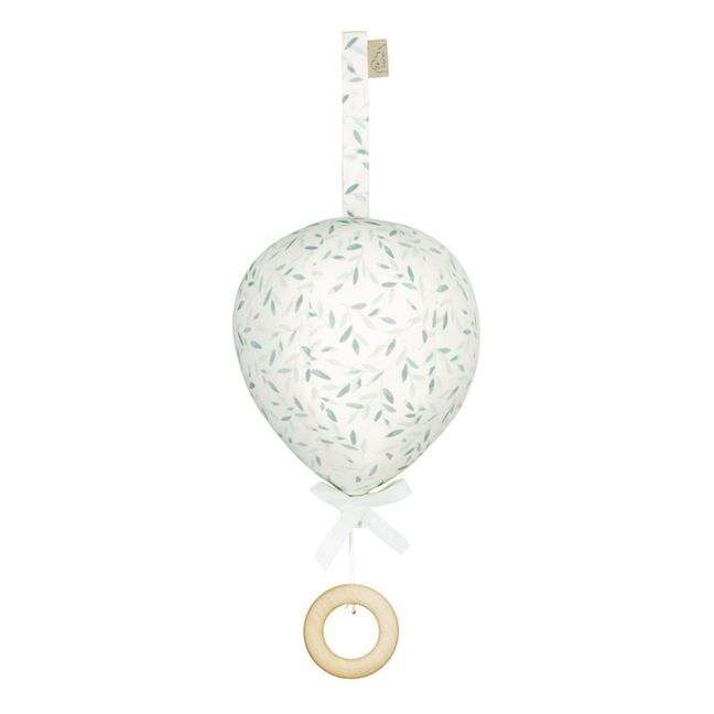 Mobile musical Montgolfière Green Leaves en coton bio | Sauge
