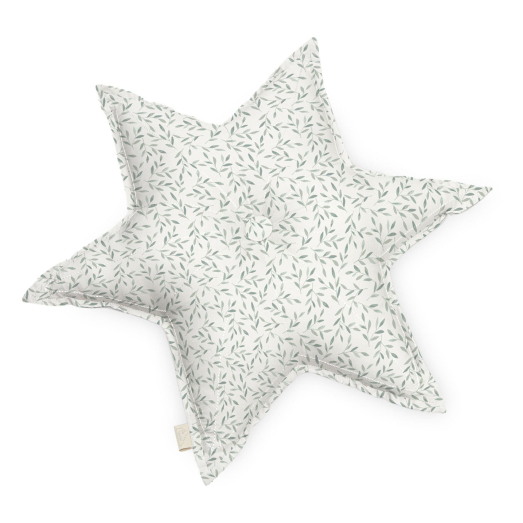 Cam Cam - Coussin Etoile Green Leaves en coton bio - Multicolore
