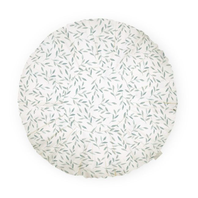 Green Leaves Organic Cotton Round Cushion  | Sage