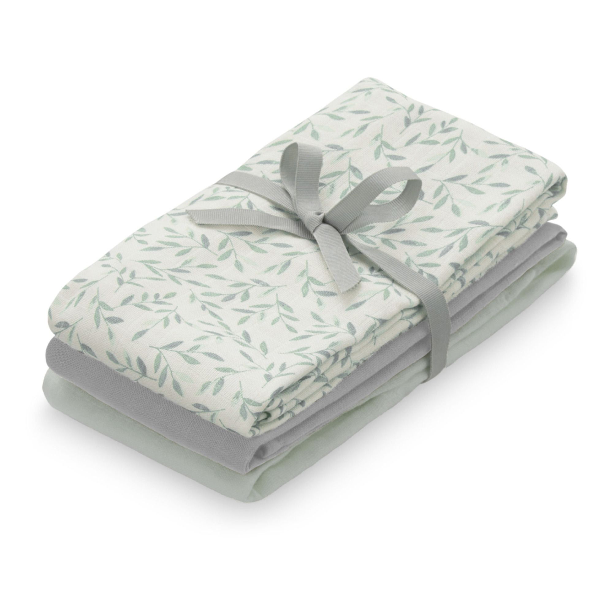 Cam Cam - Lange Green Leaves en mousseline de coton bio - Set de 3 - Sauge
