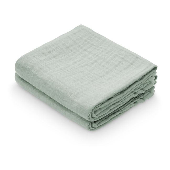 Organic Cotton Muslin Swaddling Cloth- Set of 2 | Sage