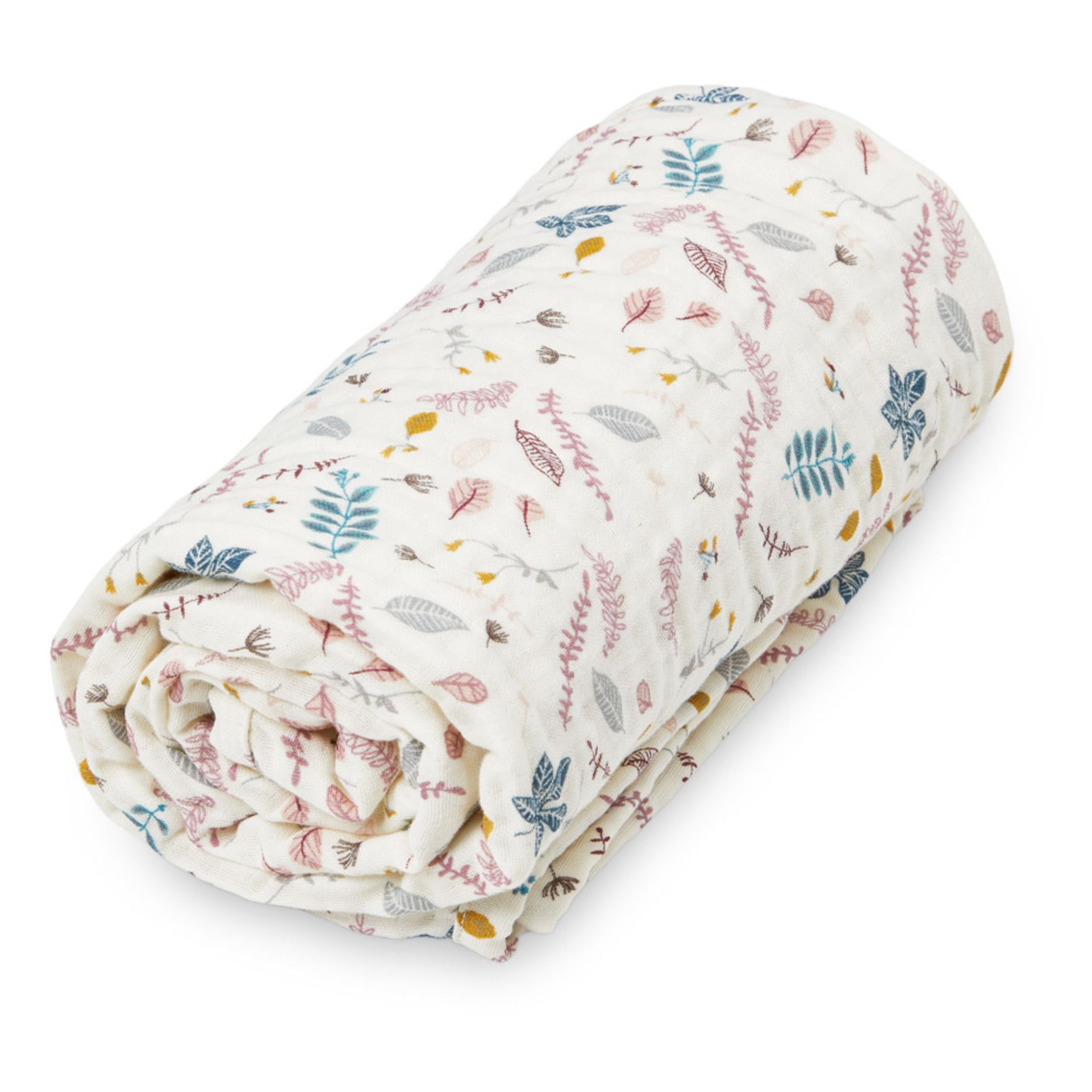 Cam Cam - Couverture légère Pressed Leaves en mousseline de coton - Rose