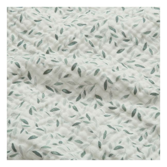 Green Leaves Cotton Muslin Lightweight Blanket | Sage