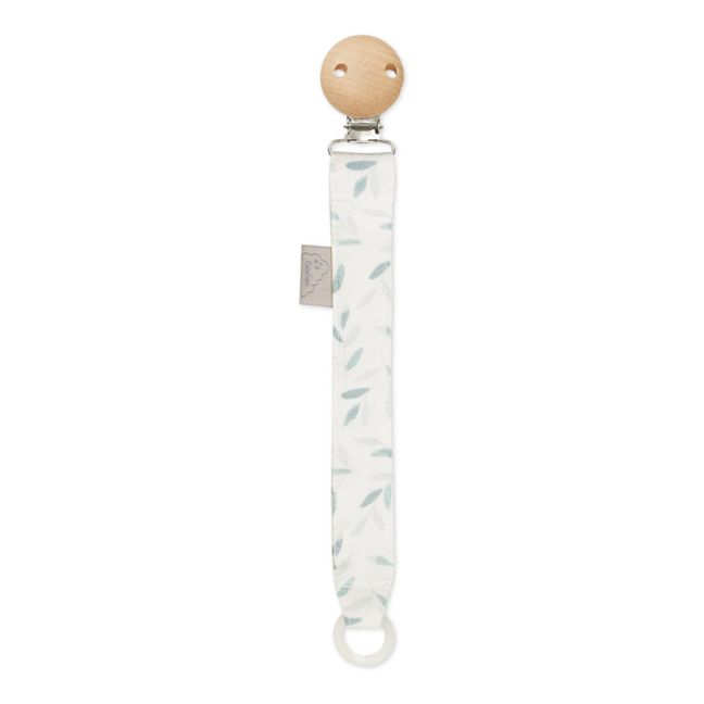 Attache-tétine Green Leaves en coton bio | Sauge