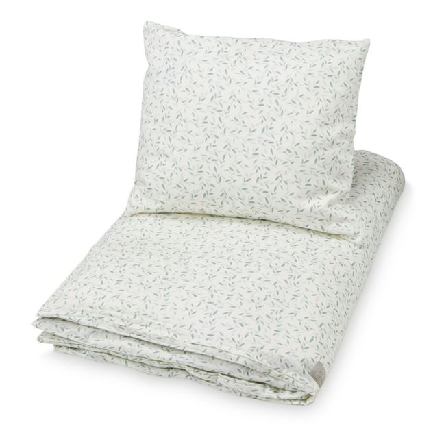 Parure de lit Green  Leaves en coton bio | Sauge