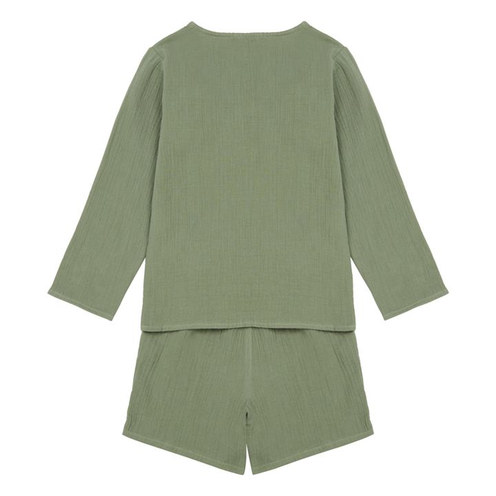 Peter Cotton Muslin Pyjamas  | Green- Product image n°2