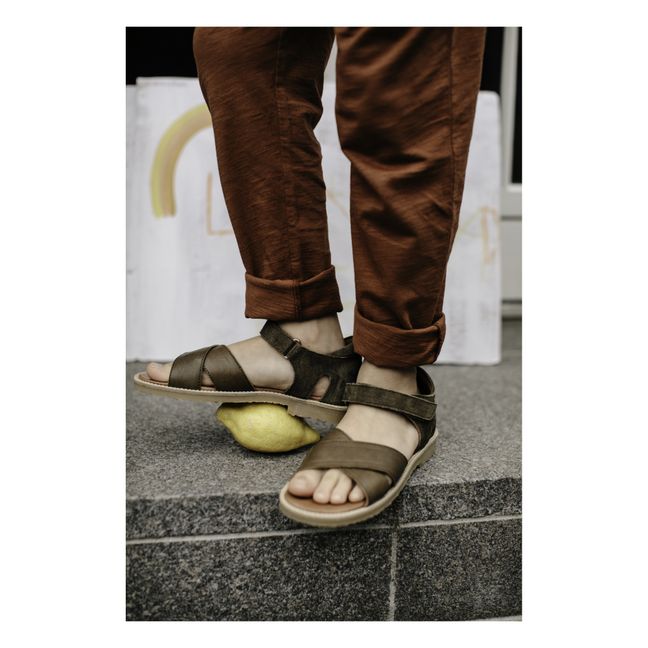 Sandales Croisées Vert kaki