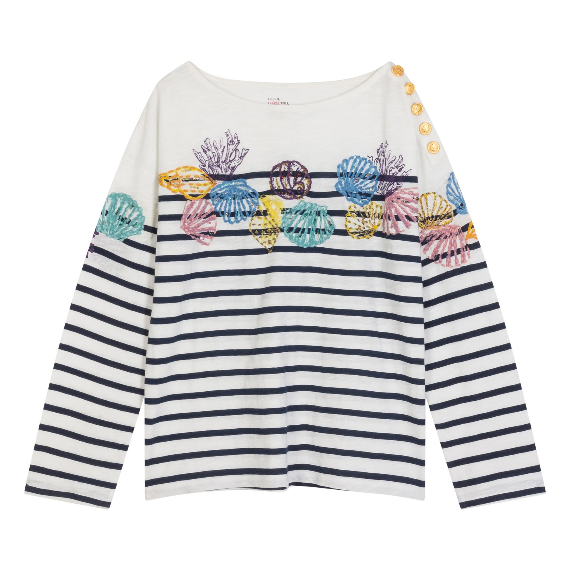 Leon & Harper - T-shirt Thilla Shell Coton Bio - Femme - Bleu
