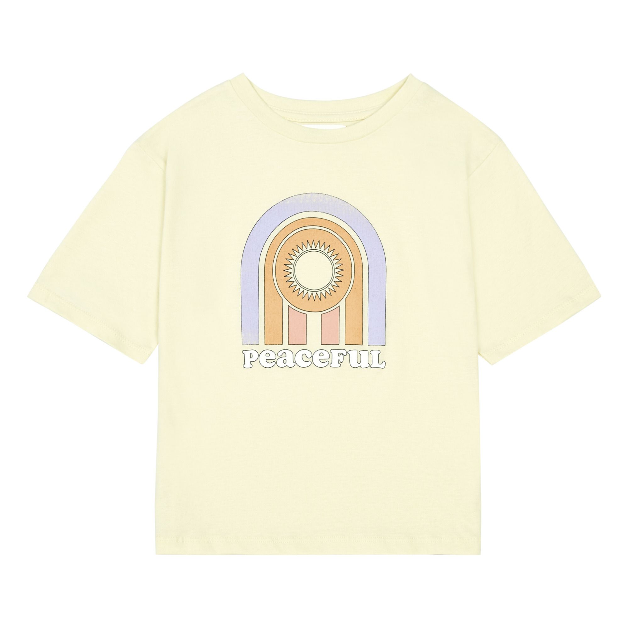 Hundred Pieces - T-Shirt Peaceful Coton Bio - Fille - Jaune pâle