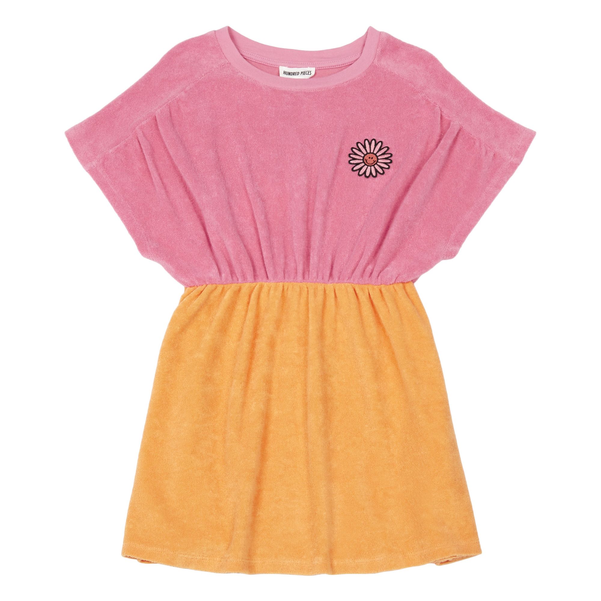 Hundred Pieces - Robe Courte Bicolor Eponge Bio - Fille - Rose bonbon