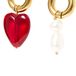 Pendientes Desparejados chapados en oro 24 ct Perlas y Corazón Rojo- Miniatura produit n°2