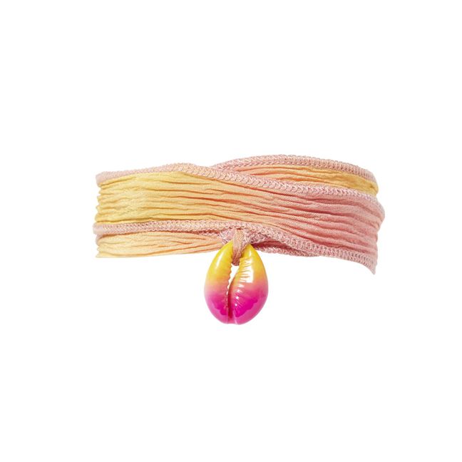 Shell Silk Ribbon Bracelet  | Orange