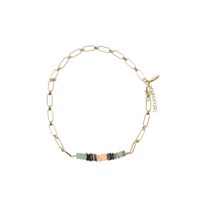 Double Wrap Gold-plated Large Link Bracelet  Green