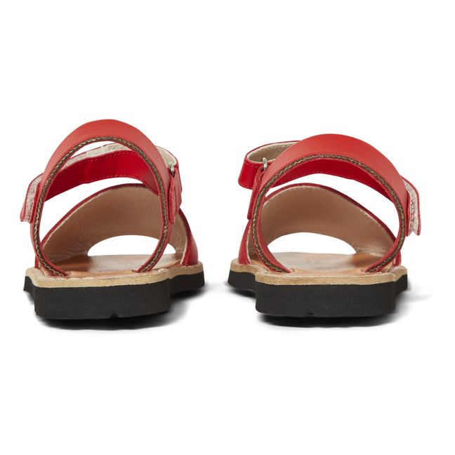 Avarca Velcro Leather Sandals  Red