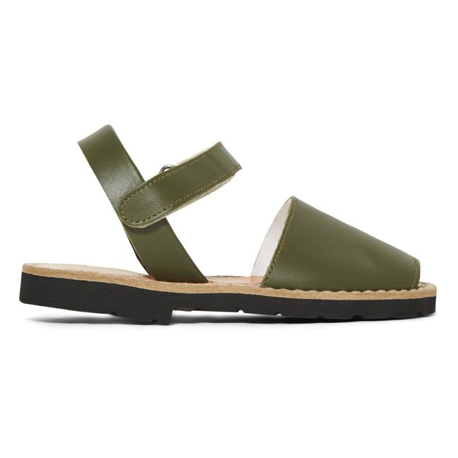 Avarca Velcro Leather Sandals  | Khaki
