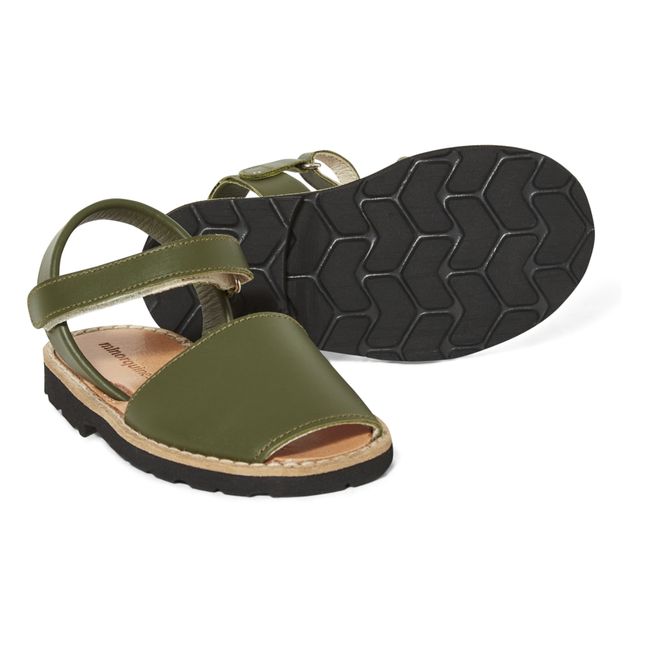 Avarca Velcro Leather Sandals  | Khaki