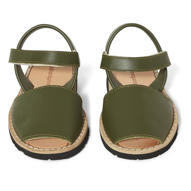 Sandali Avarca Velcro in pelle | Verde militare