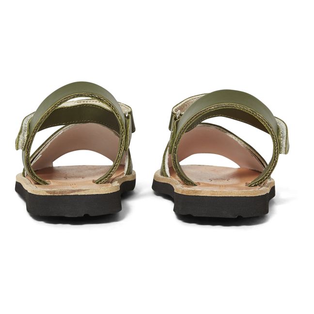 Avarca Velcro Leather Sandals  | Khaki