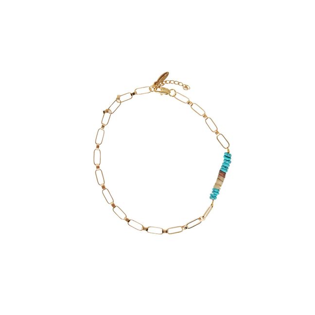 Double Tour Gold Plated Bracelet Turquoise