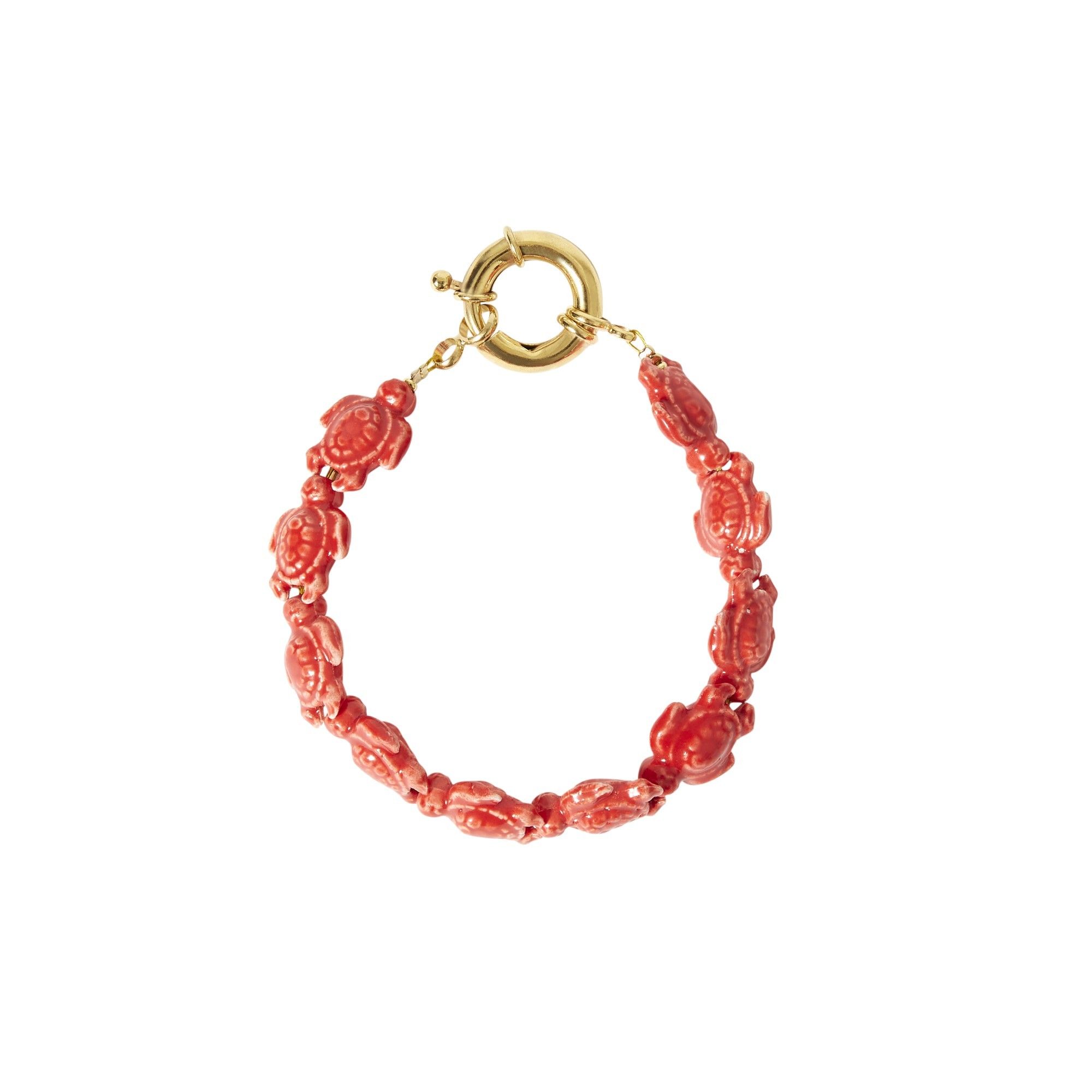Timeless Pearly - Bracelet Tortues Céramique - Femme - Rouge