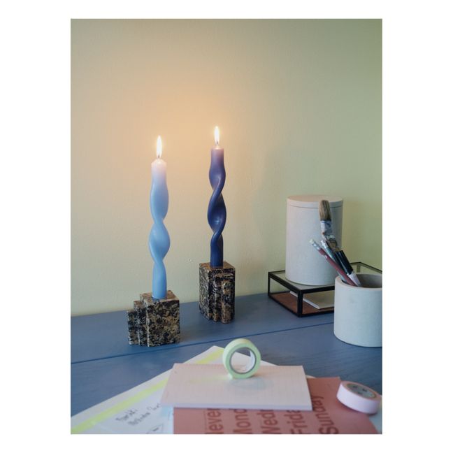 Candela intrecciata, modello: Twist - Set da 2 | Azzurro