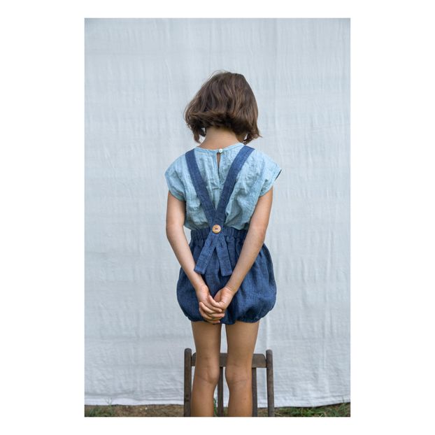 Soor Ploom - Oona Striped Linen Romper - Blue | Smallable