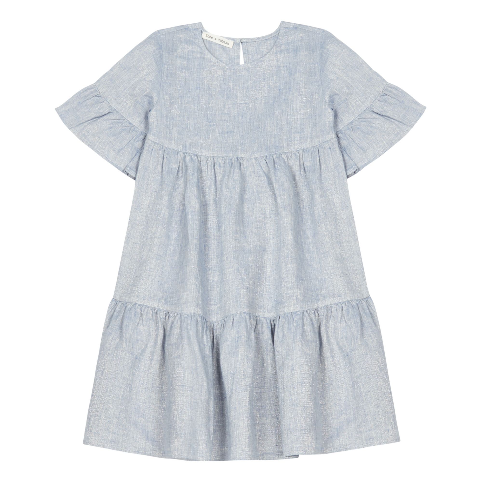 Zhoe & Tobiah - Robe Lin Lurex - Fille - Bleu ciel
