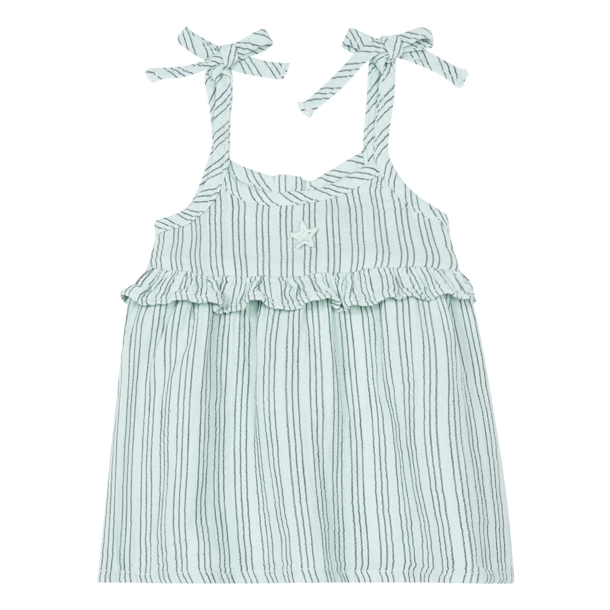 Tocoto Vintage - Robe Coton Bio Rayée - Fille - Vert d'eau