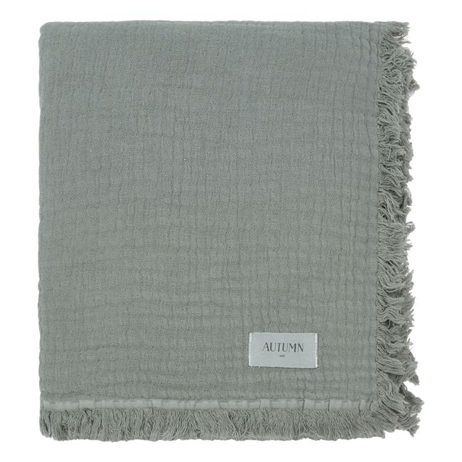 Loulou Organic Muslin Cotton Throw Blanket | Forest Green