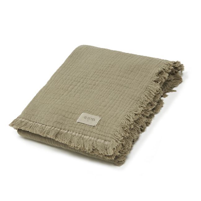Loulou Organic Muslin Cotton Throw Blanket | Khaki